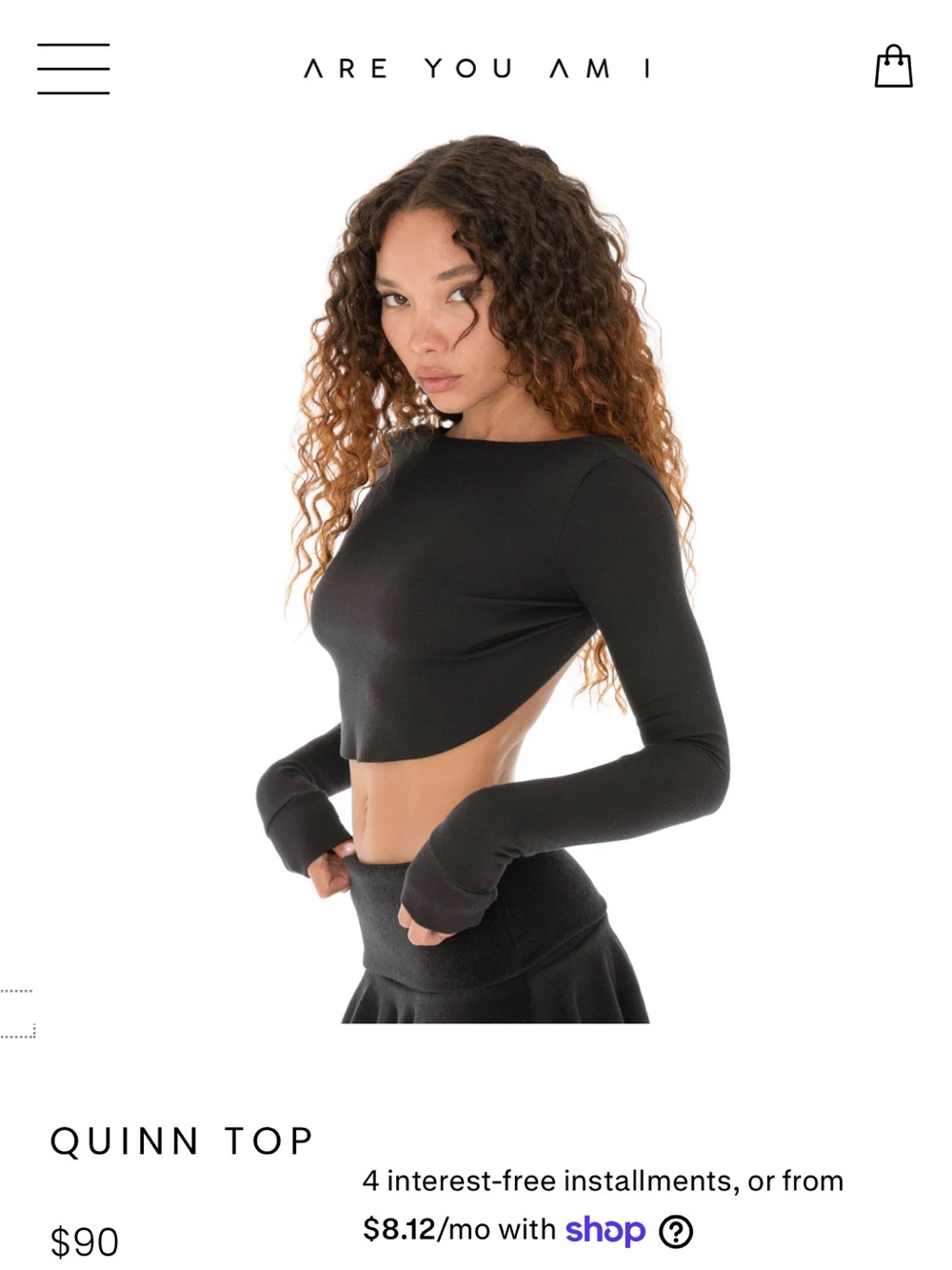 ARE YOU AM I Black Cropped Long-Sleeve Top